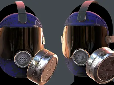 Gas mask helmet 3d model scifi Low-poly Low-poly 3D model Low-poly 3D model 15