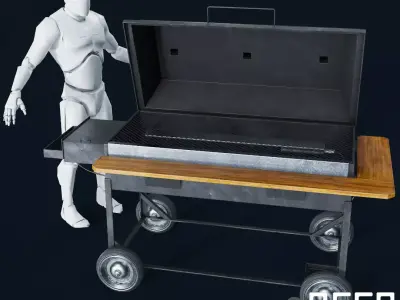 BBQ Grill - PBR Game Ready Low-poly 3D model