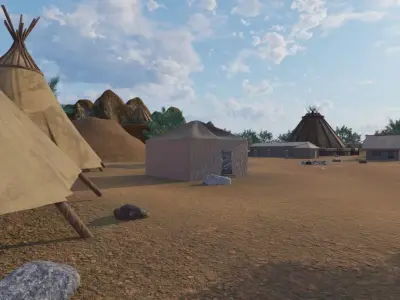 Desert Settlement At Sunrise 3D model