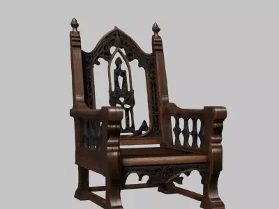 Medieval Wooden Chair Low-poly 3D model purchase