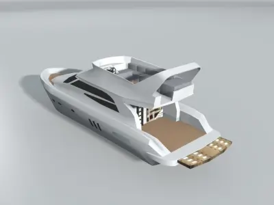 Motor Cruiser Boat 2 LOWEST Low-poly 3D model