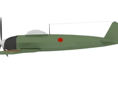 War Plane WW2 Japan Zero Low-poly 3D model