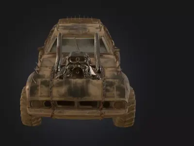 Post Apocalyptic Muscle Car  Wasteland Raider Vehicle   Low-poly 3D model