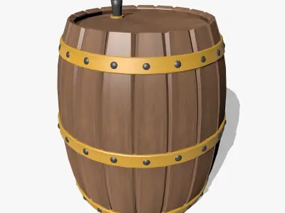 Wooden Barrel 3D model shop
