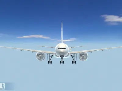 Airliner - aircraft with interior Low-poly 3D model
