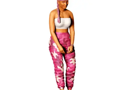 N1 Girl leaning on VW Beetle 3D print model
