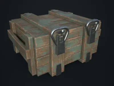 small wooden army box Low-poly 3D model