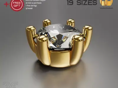 solitaire ring head engagement stud earrings package 3D print model
