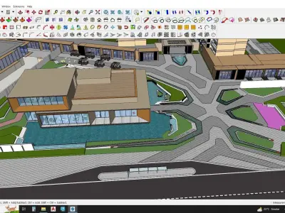Apartment building with recreational spaces 3D model