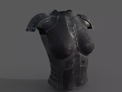 Simple sci-fi female black metal armor Low-poly 3D model