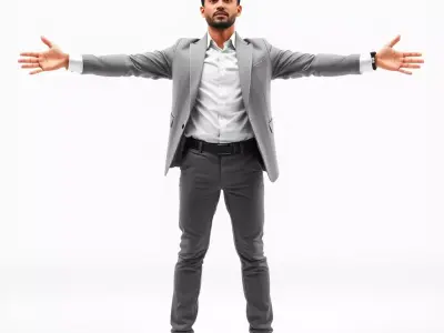 Businessman Model Pack with Gray Suit and Watch Low-poly 3D model