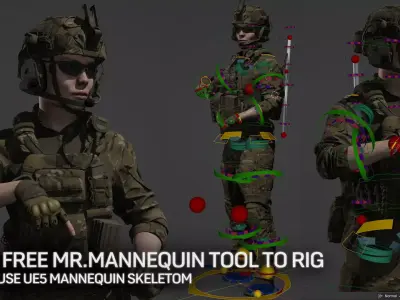 AAA MODULAR FEMALE SOLDIER Vol1 Low-poly 3D model