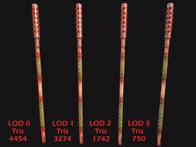 Medieval Weapon Polearm Crushing Mace Spear Low-poly 3D model