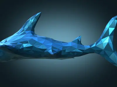 Stylized Shark Figure Low-poly 3D model