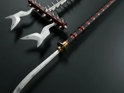 4 Ninja Weapons pack Low-poly 3D model