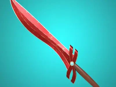 Short bloody blade Low-poly 3D model