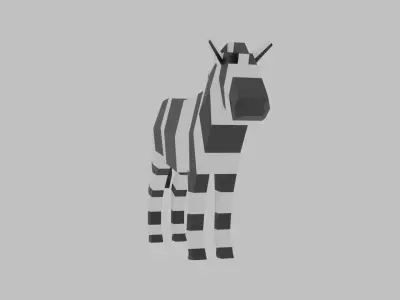 Zebra Rigged Free low-poly 3D model