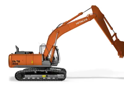 Rigged Hitachi ZX200 Hitachi ZX-5 Series Hydraulic Excavator 3D model
