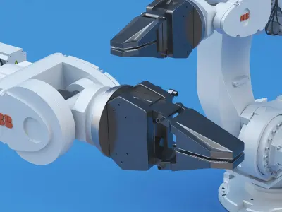 ABB 7600 Industrial Robot with Gripper White Rigged for Cinema 4D 3D model
