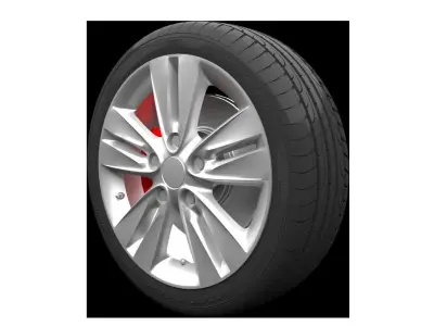 Realistic Wheel 8 tyres 3D model
