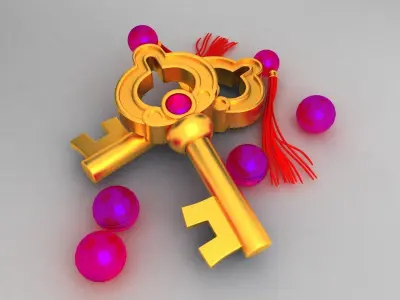 key lock buratino fairytale golden entry security open close 3D model