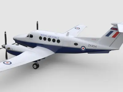 Beechcraft King Air B200 Royal Air Force Low-poly 3D model