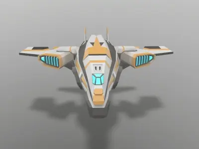 Sci-fi Space Aircraft SA-3 Low-poly 3D model