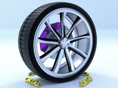 ORTAS CAR RIM 52 GAME READY RIM TIRE AND DISC 3D model