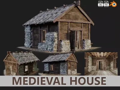 Medieval House 09 PBR 4K GameReady Low-poly 3D model