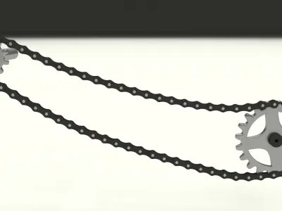 Animated Chain and Sprocket 3D model