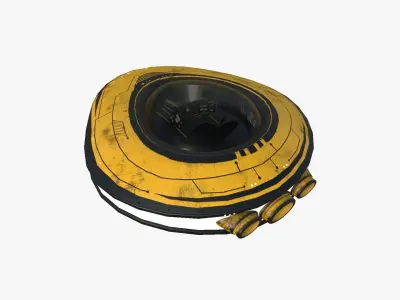 Alien Spaceship UFO C08 Yellow Dirt - Sci Fi Spacecraft Design Low-poly 3D model