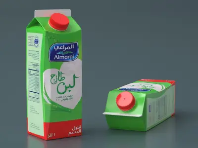 Almarai Fresh Laban Carton 1L Low Fat 3D model