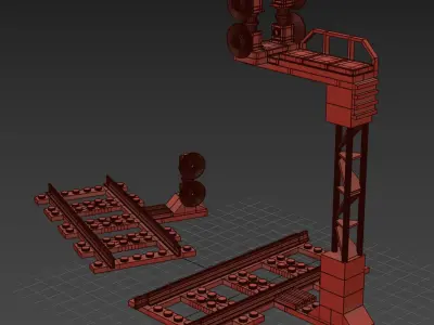 Lego train construction traffic lights 3D model