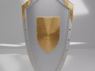 Medieval Kite Shield with Fleur-de-lis emblem Free 3D model