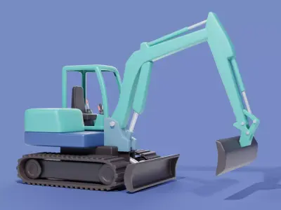 Cartoon Excavator Machinery Low-poly 3D model