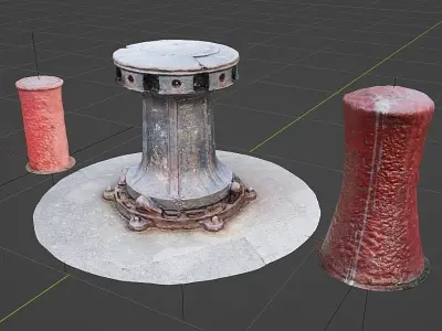 Capstan and Bollards Nautical Clean Photo-Scans Low-poly 3D model
