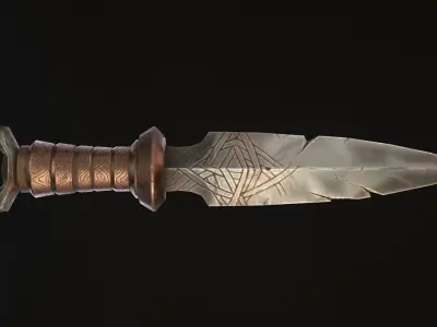 Medieval Dagger Low Poly 3D Model Low-poly 3D model