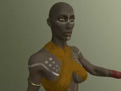 African girl  Low-poly 3D model