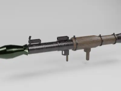 bazooka low poly gun with wooden handle Low-poly 3D model