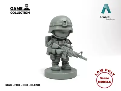 Plastic mini soldier Low-poly 3D model