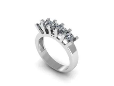 5 Stone Diamond Ring Band Engagement Free 3D print model purchase