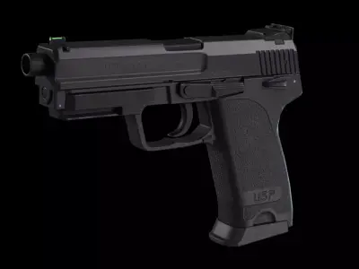 HK USP Game-Rady asset Low-poly 3D model