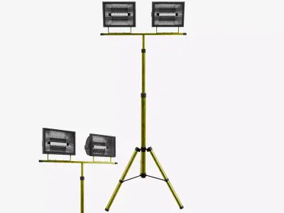 Footed Construction Lights Low-poly 3D model