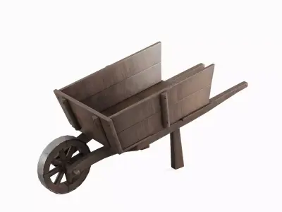 Medieval Wooden Cart 01 Low-poly 3D model