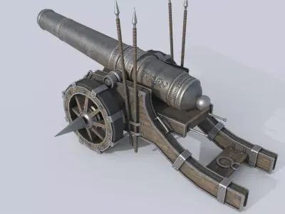 Fantasy cannon Low-poly 3D model