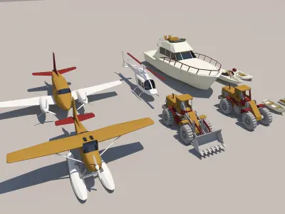 Loader Planes Boats collection Low-poly 3D model