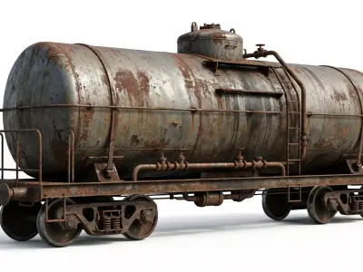 Realistic Rusted Tanker Car 3D Model Low-poly 3D model