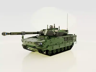 Modern Battle Tank Low-poly 3D model