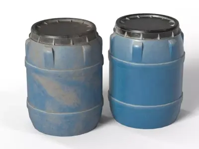 Lowpoly Plastic Barrels Low-poly 3D model