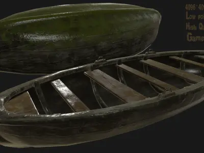 Boat 1 canoe Low-poly 3D model